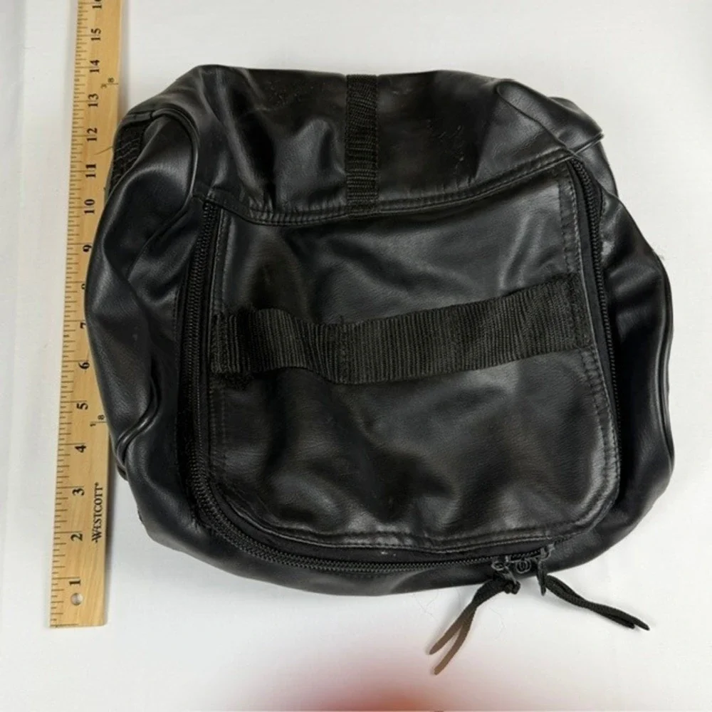 Black Faux Leather Motorcycle Tail Bag Sissy Bar Travel Luggage with Straps